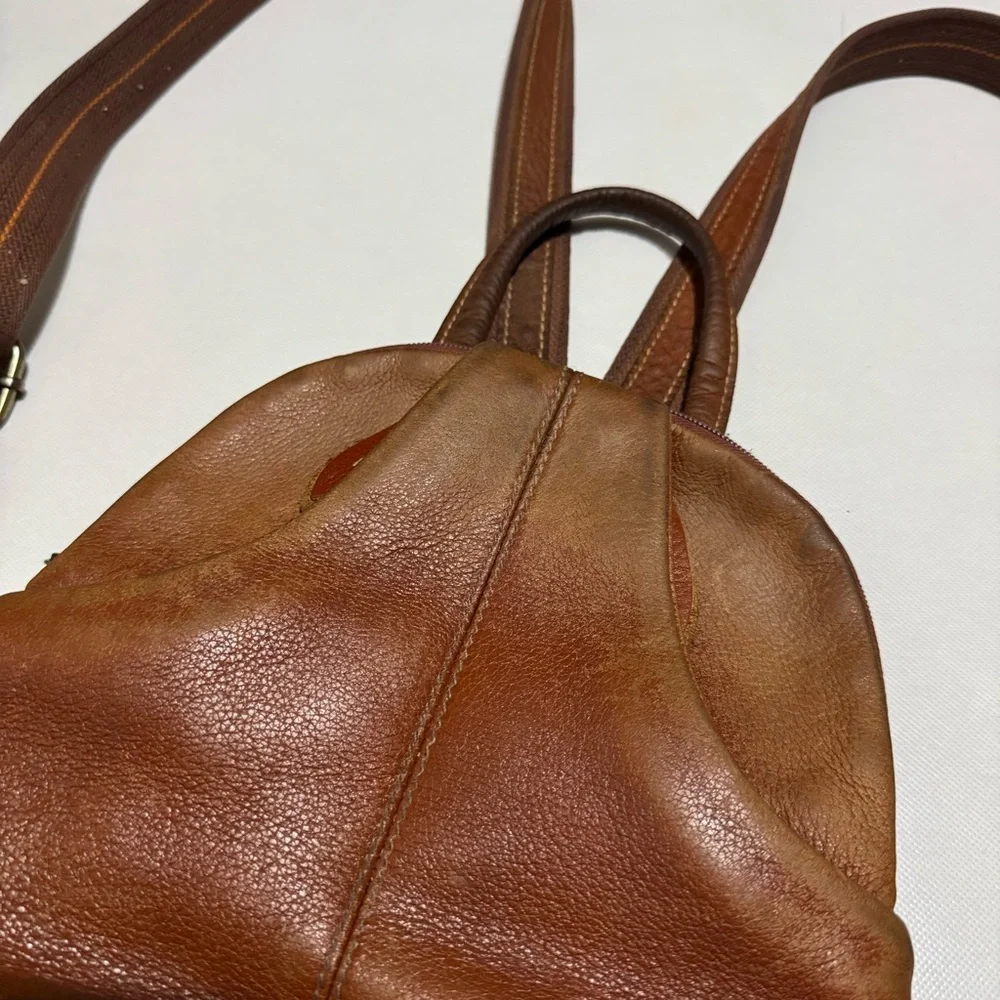 Vintage Greek Brown Leather Backpack Bag‎ Outdoor Hiking Neutral Camping